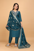 Festive Rama Green Hand Embroidery Ensemble - zfashionstudio