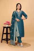 Festive Rama Green Hand Embroidery Ensemble - zfashionstudio