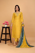 Luminous Yellow: Artisan 3-Piece Embroidery Dress - zfashionstudio