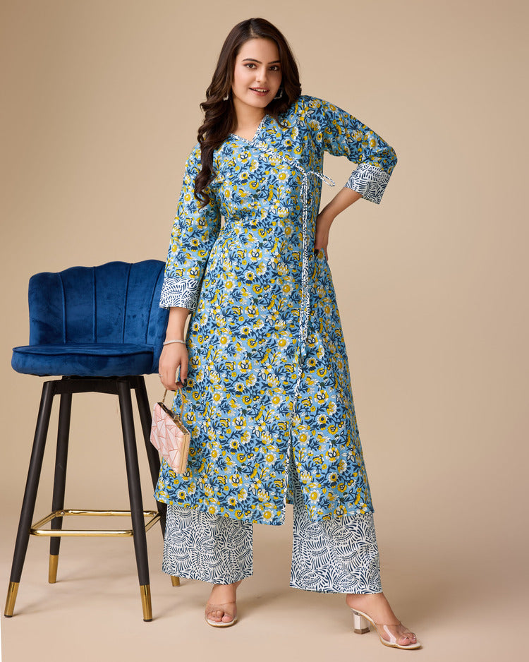 Test Azure Charm Printed Kurta Ensemble - zfashionstudio