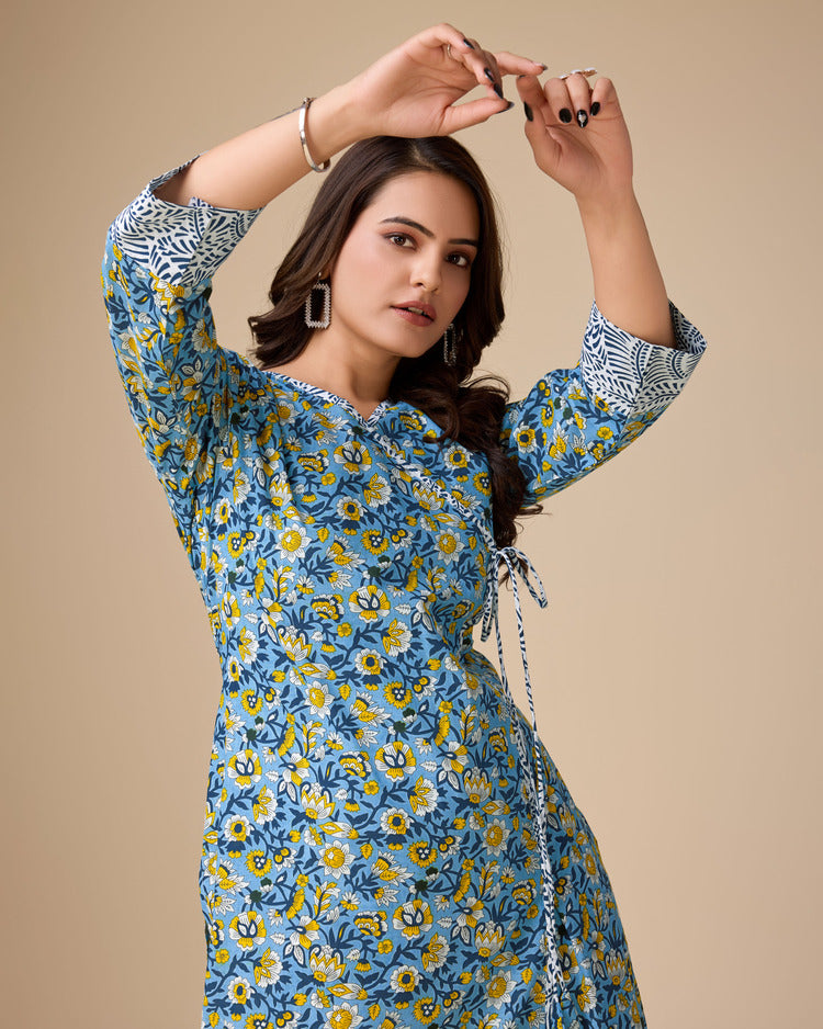 Test Azure Charm Printed Kurta Ensemble - zfashionstudio