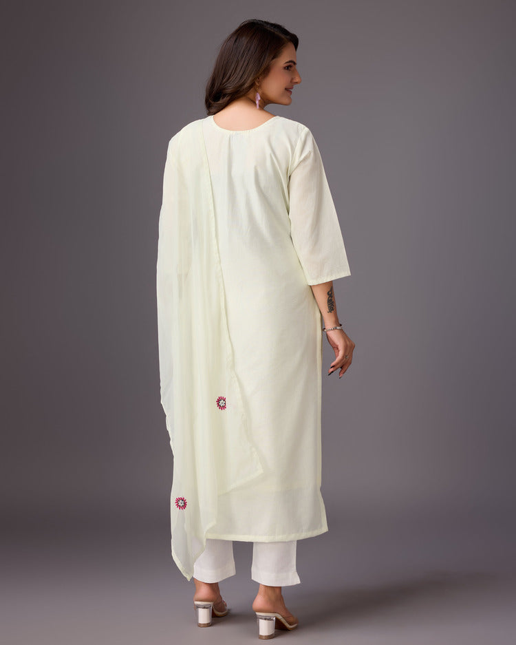 Pure Elegance: Hand-Embroidered White Kurta - zfashionstudio