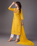 Golden Blossom: Yellow Handwork Kurta - zfashionstudio