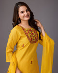 Golden Blossom: Yellow Handwork Kurta - zfashionstudio