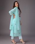 Oceanic Opulence: Blue Handwork Kurta for Women - zfashionstudio