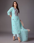 Oceanic Opulence: Blue Handwork Kurta for Women - zfashionstudio