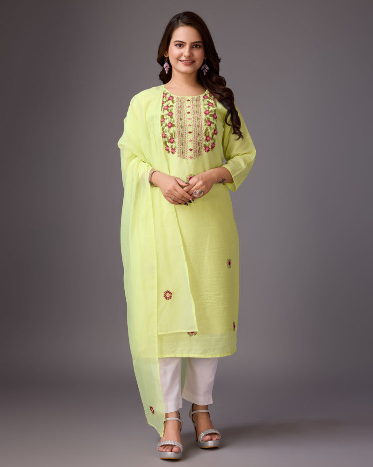 Zesty Yellow Handwork Kurta for Women - zfashionstudio