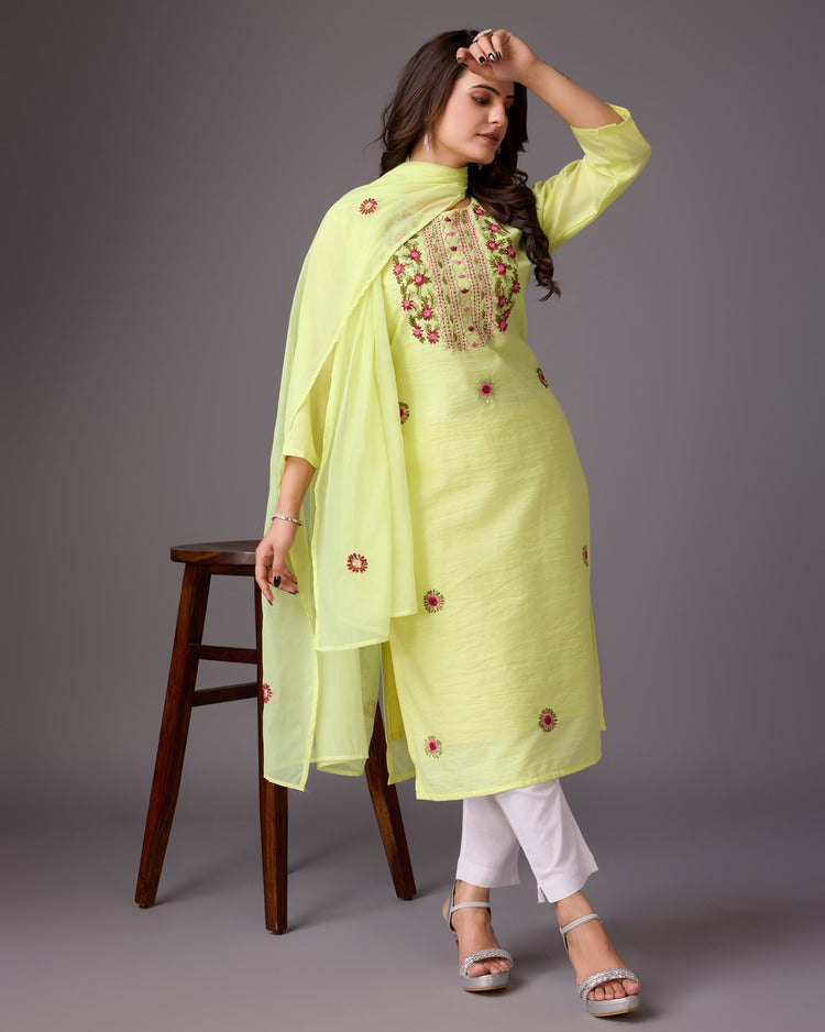 Zesty Yellow Handwork Kurta for Women - zfashionstudio