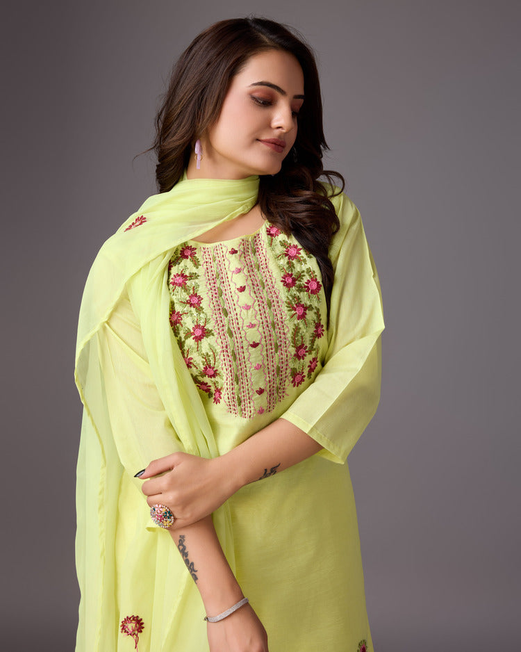 Zesty Yellow Handwork Kurta for Women - zfashionstudio