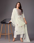 Pure Elegance: Hand-Embroidered White Kurta - zfashionstudio