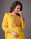 Golden Aura: Yellow Handwork Kurta - zfashionstudio