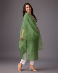 Nature's Grace: Pure Green Handwork Kurta - zfashionstudio